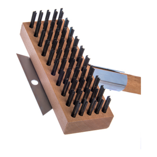 Carlisle Oven/Grill Brush 30" L Wooden Handle and Scraper 36372500