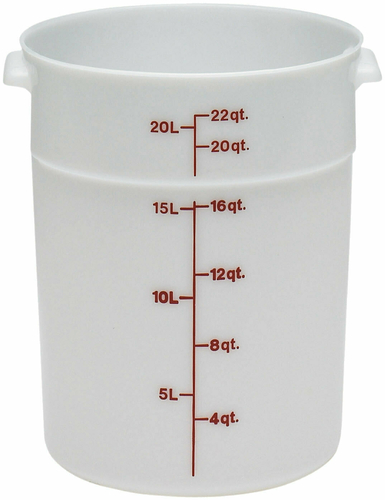 Cambro Polyethylene Round Food Storage Container 22 Qt. White RFS22148