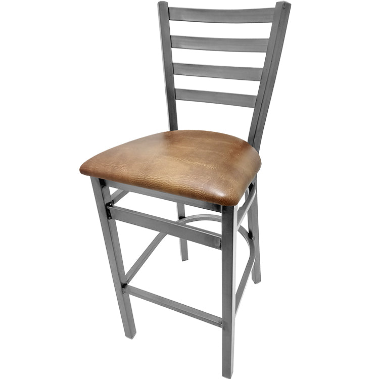 Oak Street Mfg. Clear Coat Frame Ladder Back No Swivel Bar Stool SL135C-1