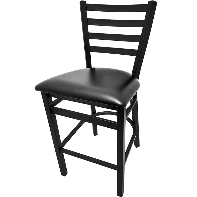 Oak Street Mfg. Black Coat Frame with XL Ladder Back No Swivel Bar Stool SL3301P