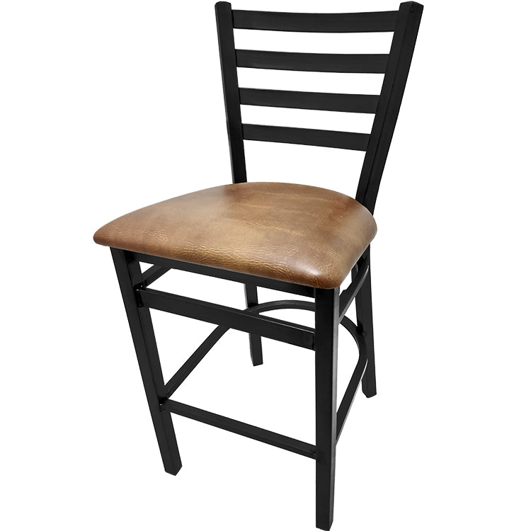 Oak Street Mfg. Black Coat Frame with XL Ladder Back No Swivel Bar Stool SL3301P