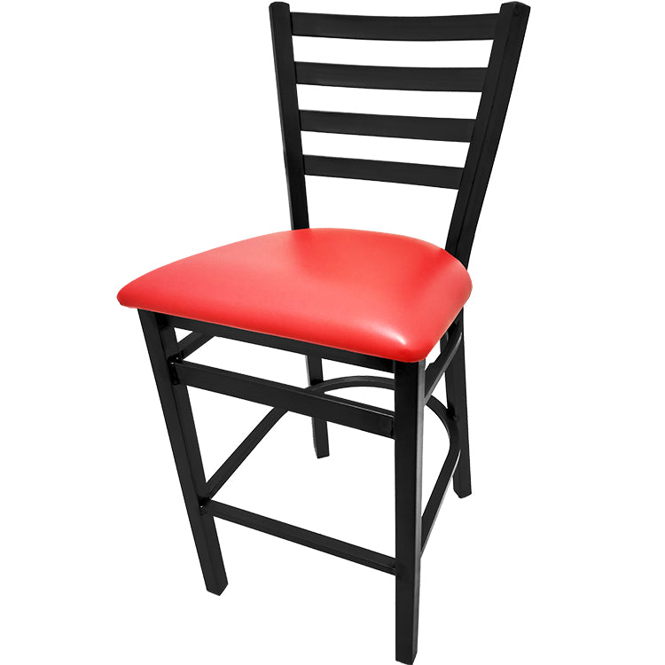 Oak Street Mfg. Black Coat Frame with XL Ladder Back No Swivel Bar Stool SL3301P