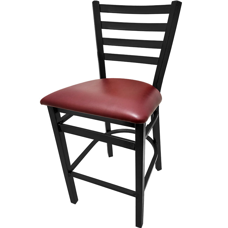 Oak Street Mfg. Black Coat Frame with XL Ladder Back No Swivel Bar Stool SL3301P