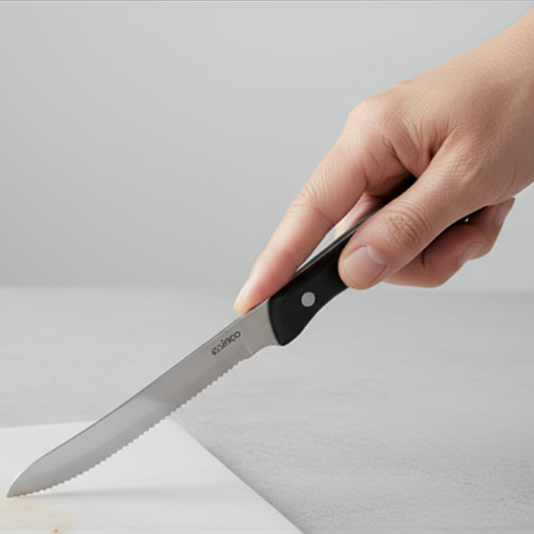 Winco Jumbo Steak Knife 5" Stainless Steel Blade with POM Handle 9.5" O.A.L. - 12/Pack