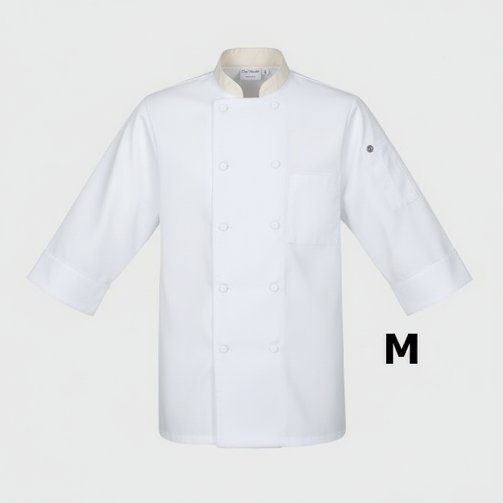 Chef Works Morocco Chef Coat 3/4 Sleeve White Medium JLCLWHTM