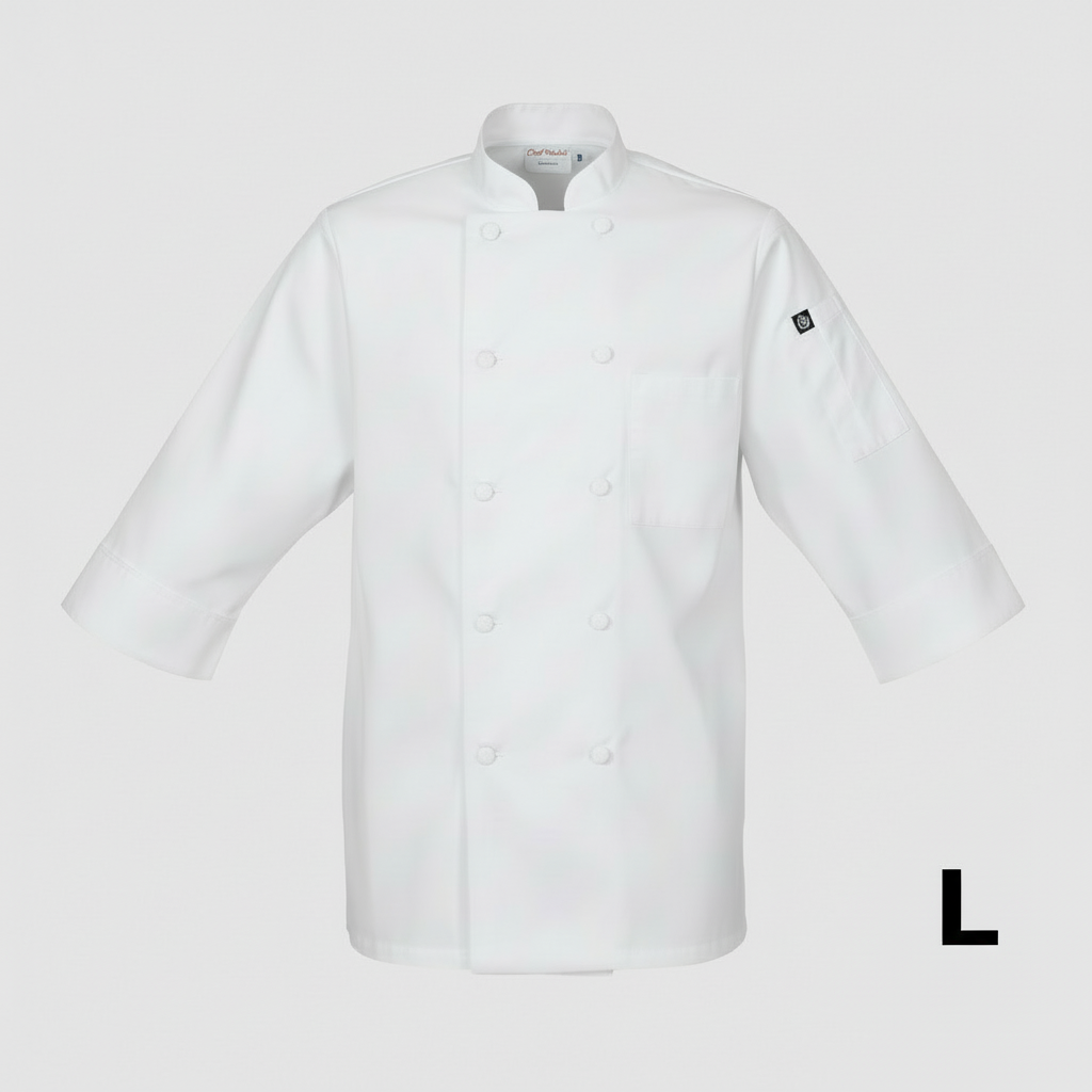 Chef Works Morocco Chef Coat 3/4 Sleeve White Large JLCLWHTL
