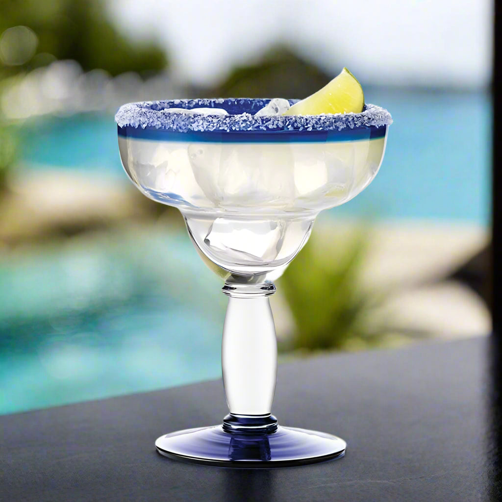 Libbey Margarita Glass with Cobalt Blue Rim & Base 16oz. 92315