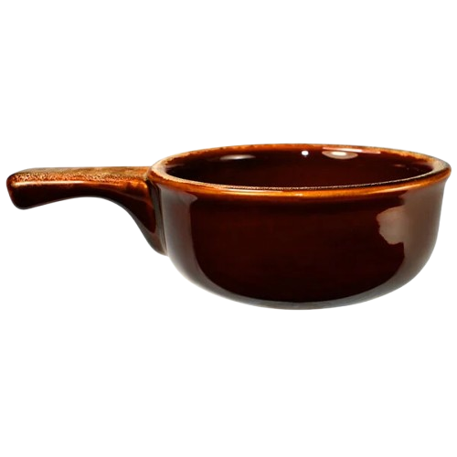 Yanco Round Soup Crock/Bowl With Handle Caramel 12 oz. OS-12-B - 24/Case