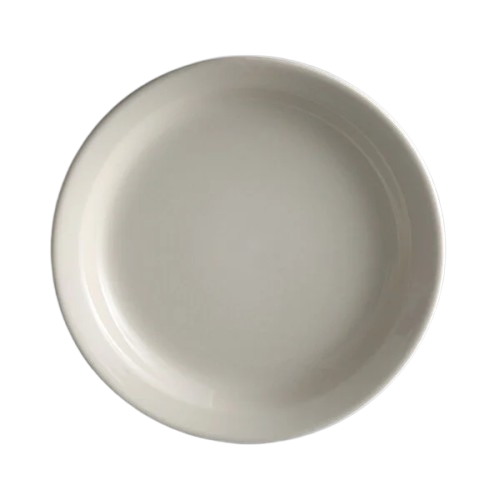 Yanco Ultima Cream White Round Narrow Rim Stoneware Plate 7-1/4" NR-7