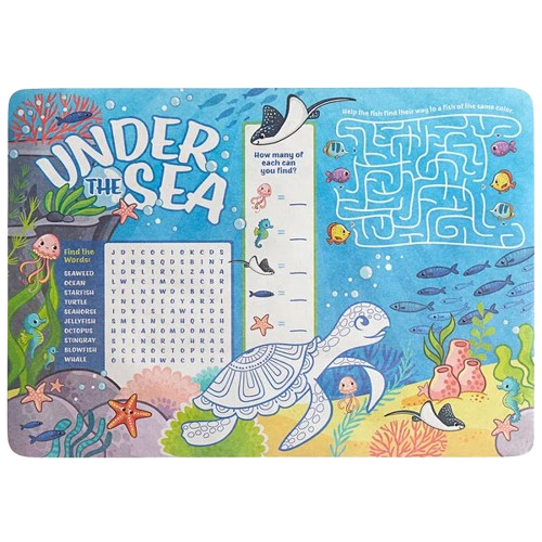 Kids Under the Sea Themed Interactive Placemat 10" x 14" - 1000/Case