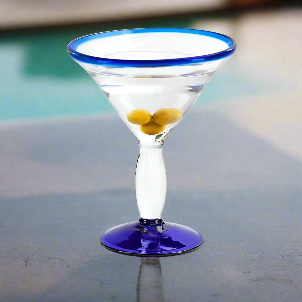 Libbey Aruba Martini Glass with Cobalt Blue Rim & Base 24 oz. 92307