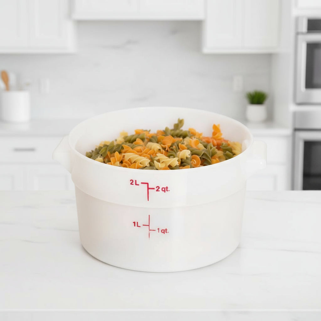 Cambro Polyethylene White Round Food Storage Container 2 Qt. RFS2148