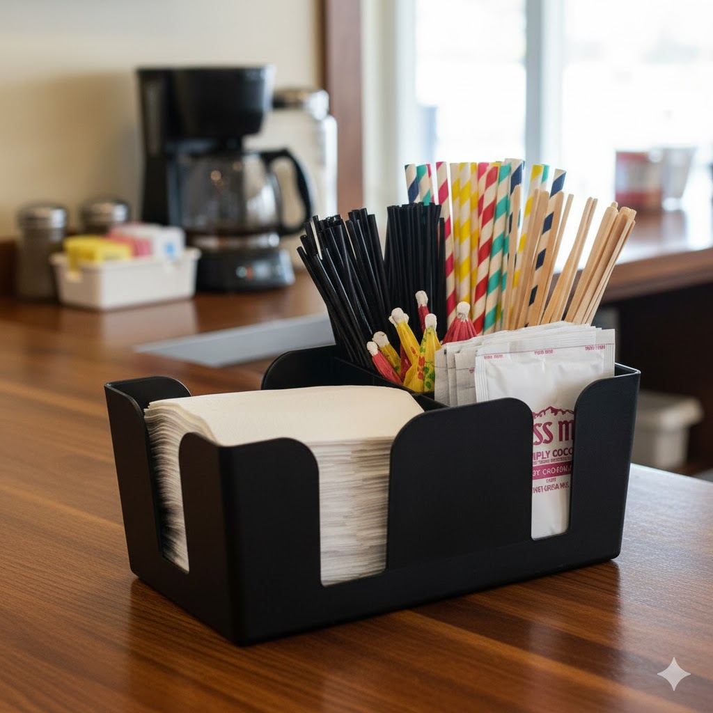 Winco Plastic Bar Caddy Black 6-Compartment BC-6