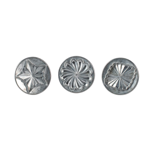Nordic Ware Cookie Stamps Silver Cast Aluminum with Wood Handles (Set of 3) 01237