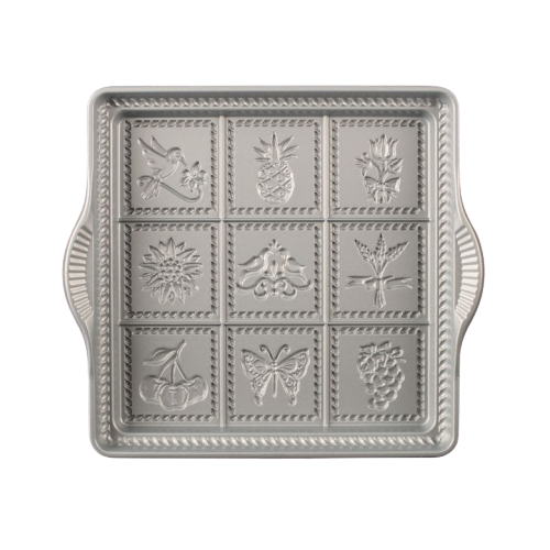 Nordic Ware Shortbread Pan 8.88" x 8.88" x 1.13" Silver Cast Aluminum