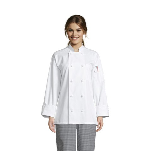 Uncommon Threads Knot Chefs Coat Small White Unisex 65/35 Poly/Cotton Twill