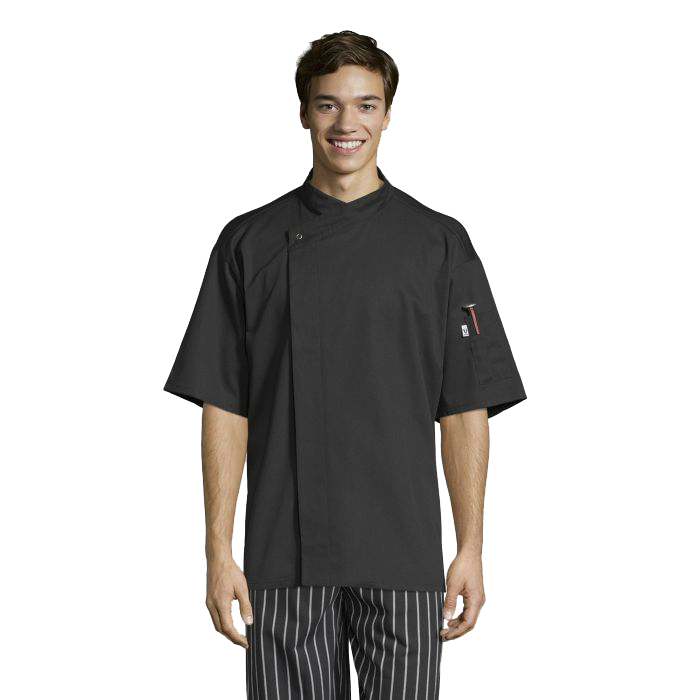 Uncommon Threads Calypso Chef Coat Short Sleeve Black X-Large 0428-XL-BLACK