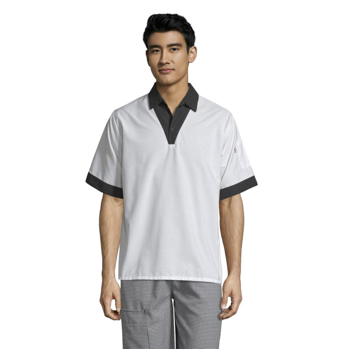Uncommon Threads Pullover Utility Shirt Medium White/Black Unisex 65/35 Poly/Cotton Poplin