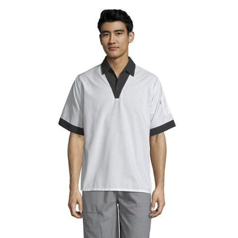 Uncommon Threads Pullover Utility Shirt XS White/Black Unisex 65/35 Poly/Cotton Poplin
