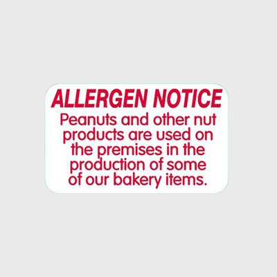Food Allergen Label Notice Peanuts & Other - 1,000/Roll