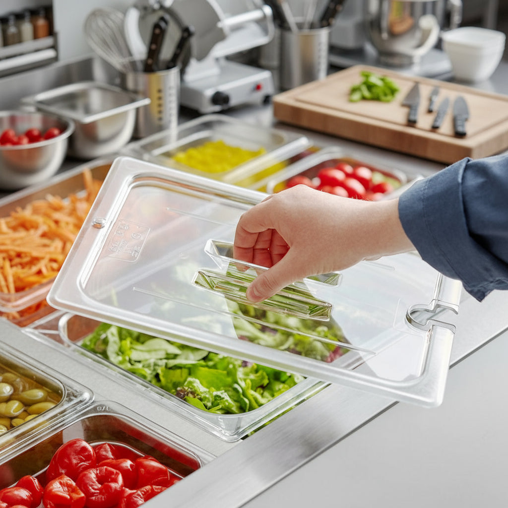 Camwear Poly Food Pan Cover Notched 1/2 Size 20WCHN135