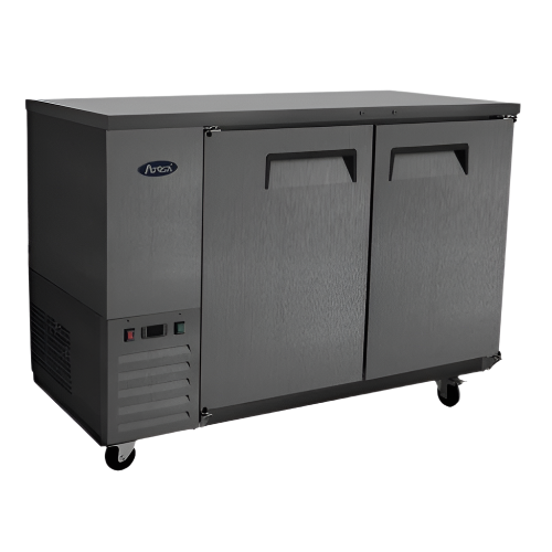 Atosa Black Exterior Two Door Refrigerated Shallow Depth Back Bar Cooler 59" W