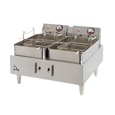 Star Stainless Steel Countertop Split Pot Electric Fryer Two 15 lb. Capacity