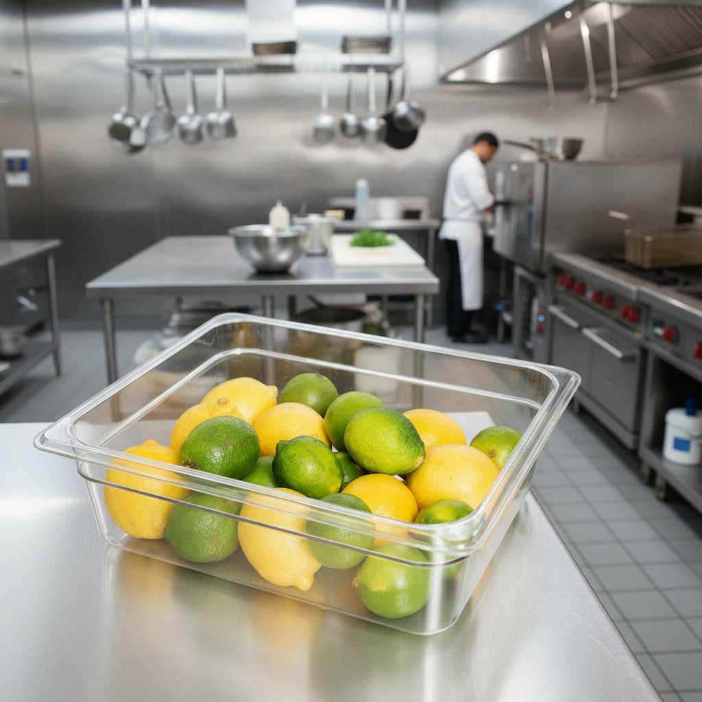 Cambro Camwear Polycarbonate Food Pan 1/2 Size 4" D 24CW135