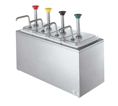superior-equipment-supply - Server Products - Server Products, Topping Dispenser, SR-4 Non-Insulated Rail Combo, 3.5 Qt Capacity, (4) Stainless Steel Pumps, Stainless Steel Rail