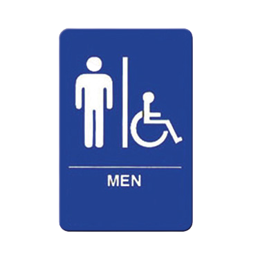 "MEN/Accessible" Sign with Symbol & Braille Blue & White 6" W x 9" H
