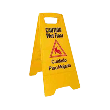 Wet Floor Caution Sign English/Spanish Yellow 12" W x 25" H