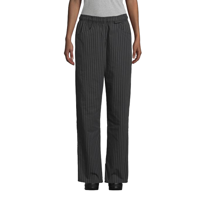 Uncommon Threads Womens Chef Pants Large Pinstripe Pattern 65/35 Poly/Cotton Twill
