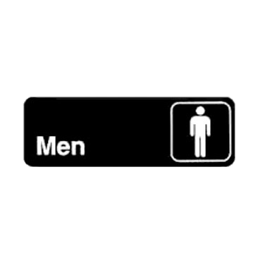 "Men" Information Sign with Symbol Black & White 9" W x 3" H