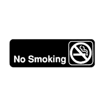 "No Smoking" Information Sign with Symbol Black & White 9" W x 3" H