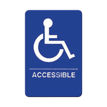 "ACCESSIBLE" Sign with Symbol & Braille Blue & White 6" W x 9" H