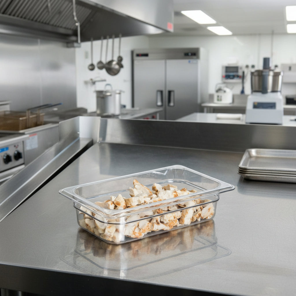 Cambro Camwear Polycarbonate Food Pan 1/4 Size 2.5" D 42CW135