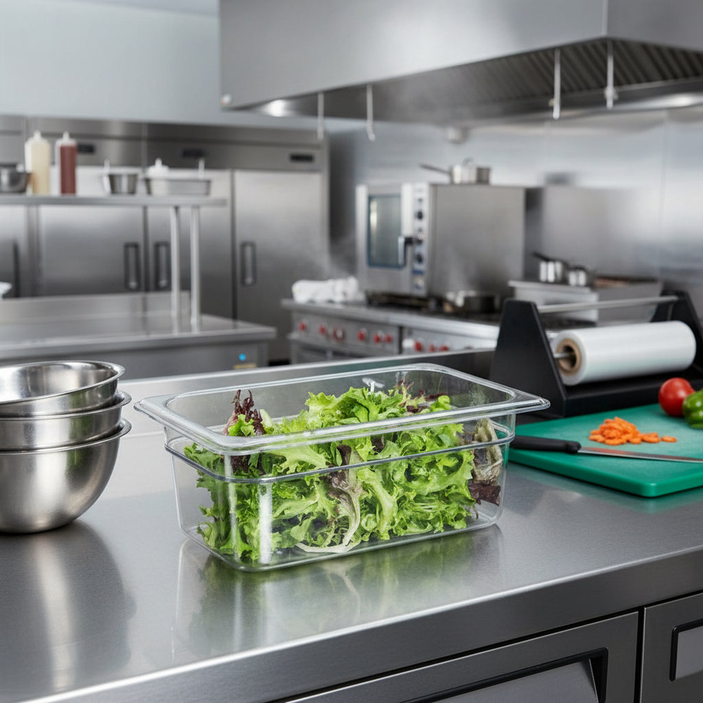 Cambro Camwear Polycarbonate Food Pan 1/4 Size 4" D 44CW135