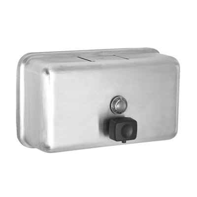 superior-equipment-supply - Alpine Industries - Alpine Industries Stainless Steel Soap Dispenser Horizontal Wall Mount 40 oz. Capacity 4-4/5" W x 2-4/5"D x 8-1/10"H