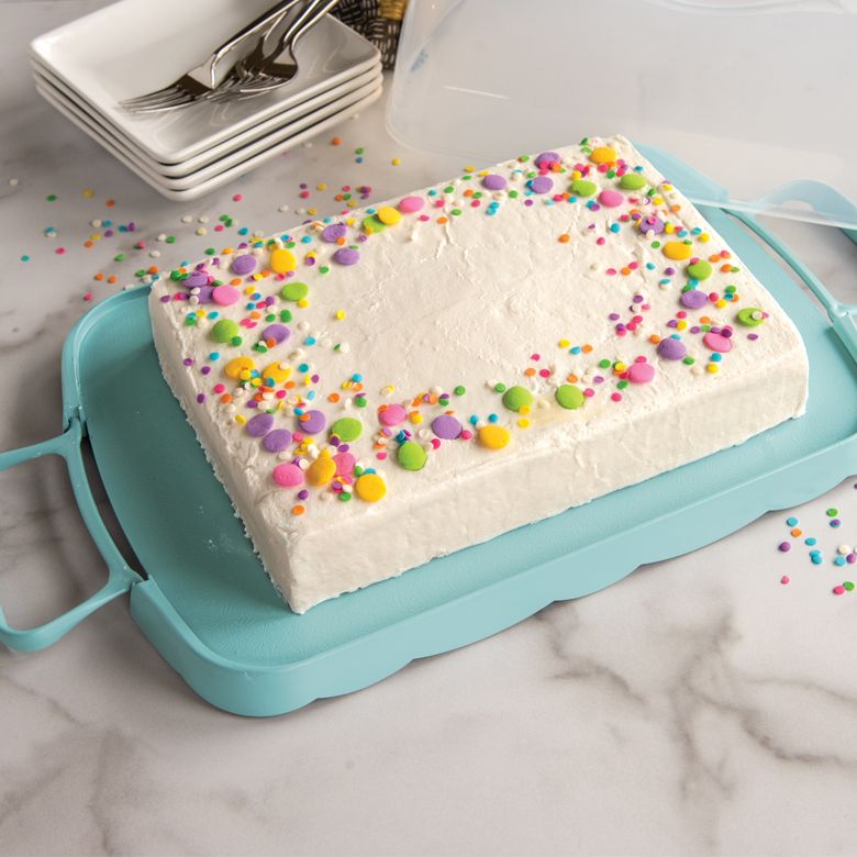Nordic Ware Reversible Cake and Cupcake Carrier 12 Cupcakes or 1 Flatcake 9" x 13" Blue BPA and Melamine Free Plastic