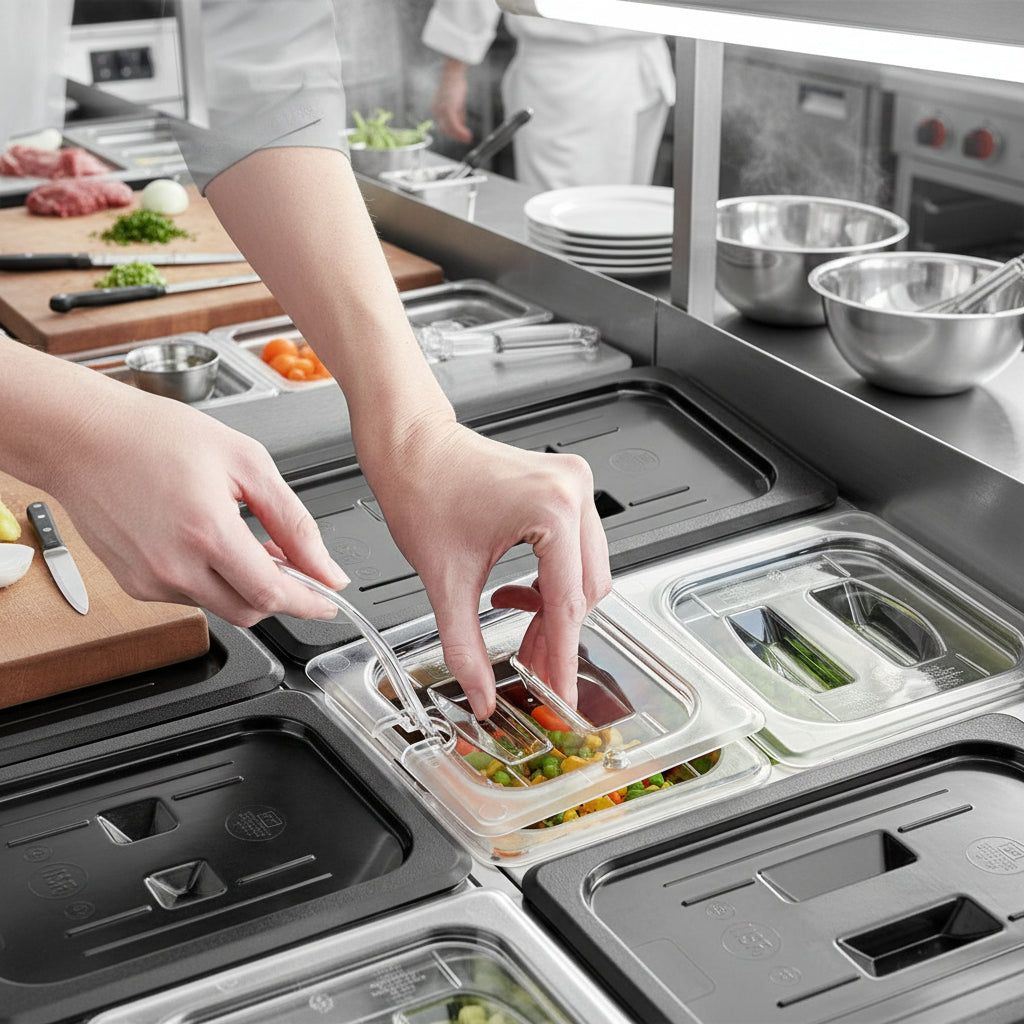 Camwear Poly Food Pan Cover Notched 1/6 Size 60CWCHN135