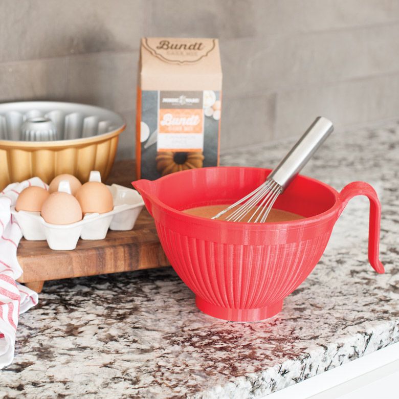 Nordic Ware Better Batter Bowl 2.5-qt 7.7" x 7.7" x 4.9" Red BPA and Melamine Free High Heat Plastic