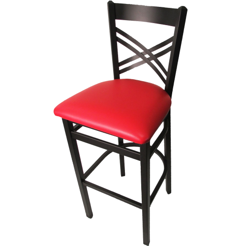 Oak Street Cross Back Bar Stool 43"H x 16"W x 16.38"H Black Steel Frame With Non-Marring Poly Glides