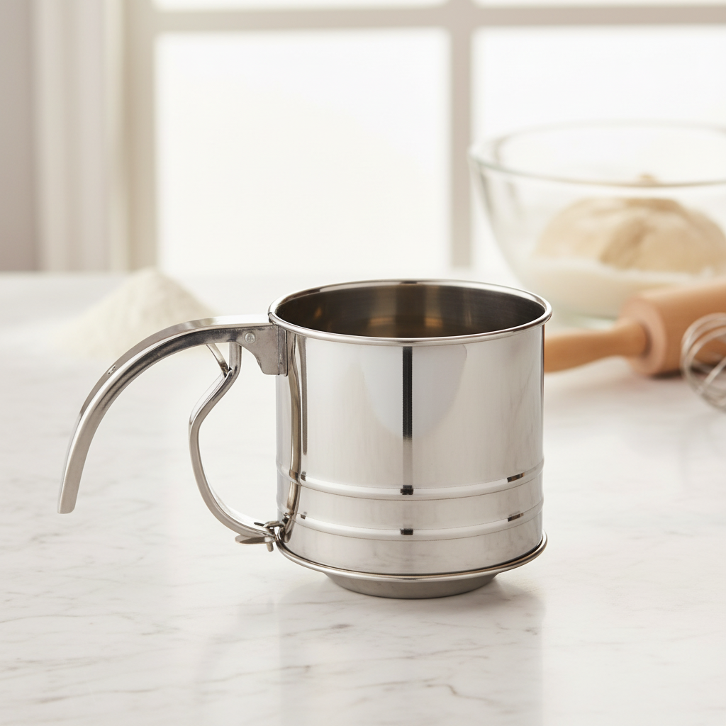 HIC Squeeze Flour Sifter Squeeze Handle Stainless Steel 1 Cup 704