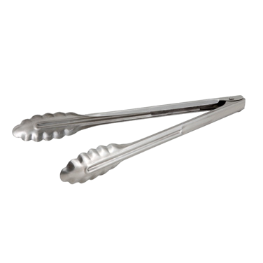 Browne Utility Tong HW Stainless Steel Scalloped Edge 12" 4512