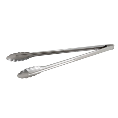 Browne Utility Tong HW Stainless Steel Scalloped Edge 16" 4513