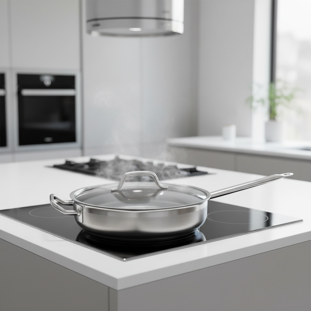 Winco Round Induction Sauté Pan with Cover 3 Qt. SSET-3