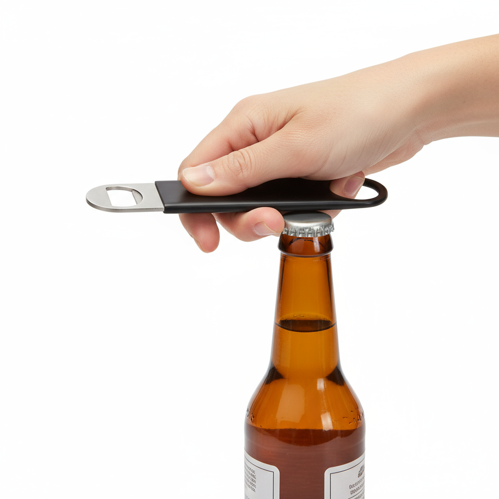 Winco Flat Black Bottle Opener Stainless Steel 7"L CO-301PK