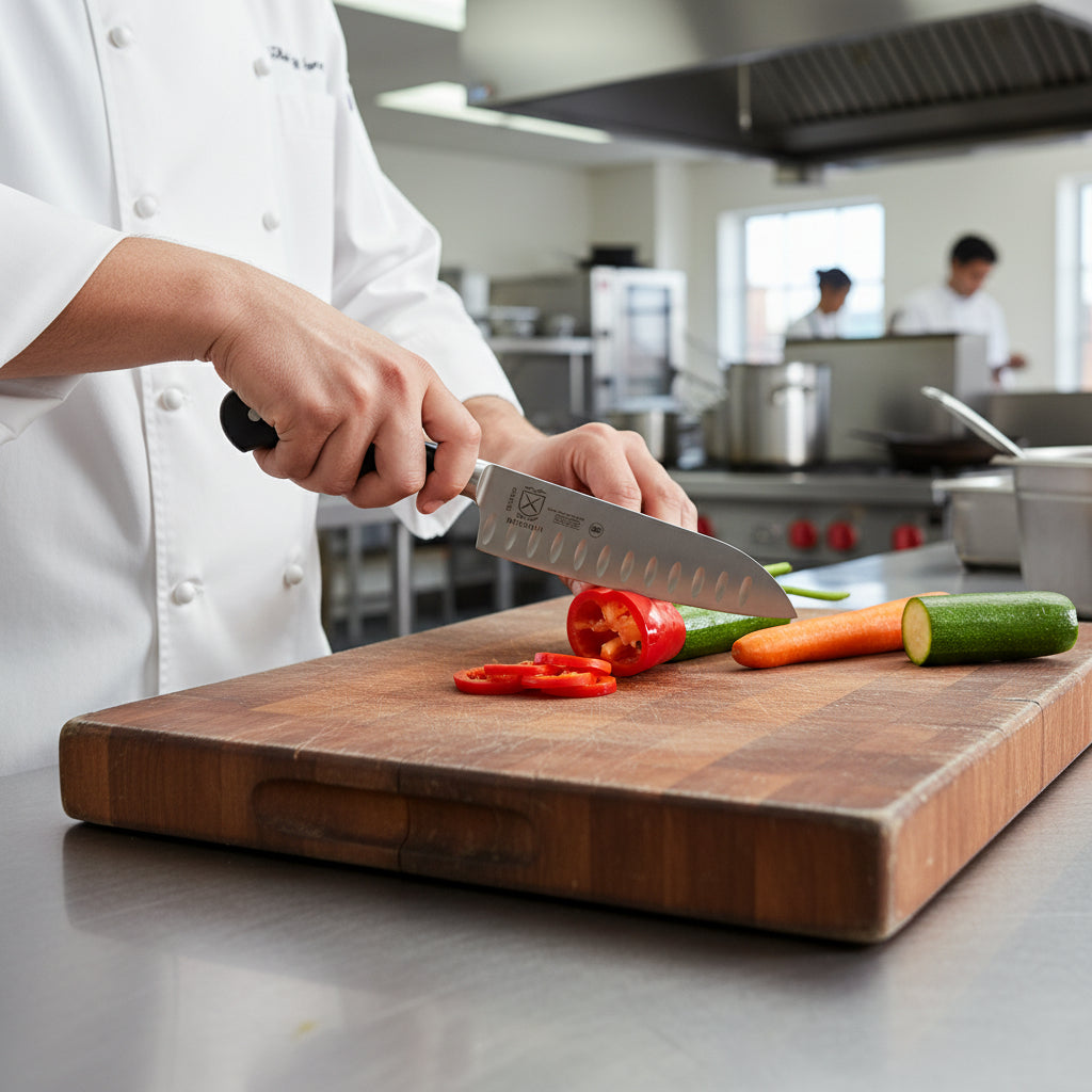 Mercer Renaissance® Granton Edge Santoku Knife 7" M23590
