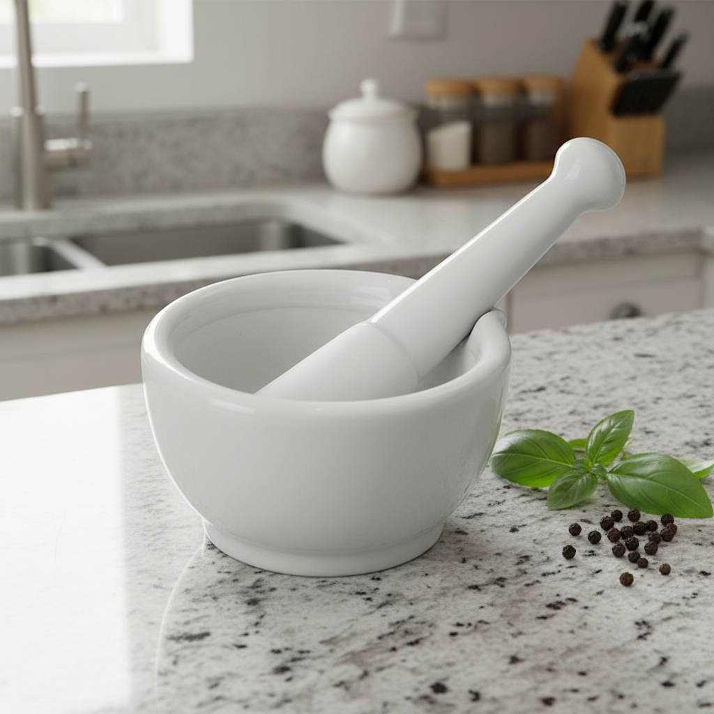 Harold Imports Mortar & Pestle 4.5" White Porcelain NT1051