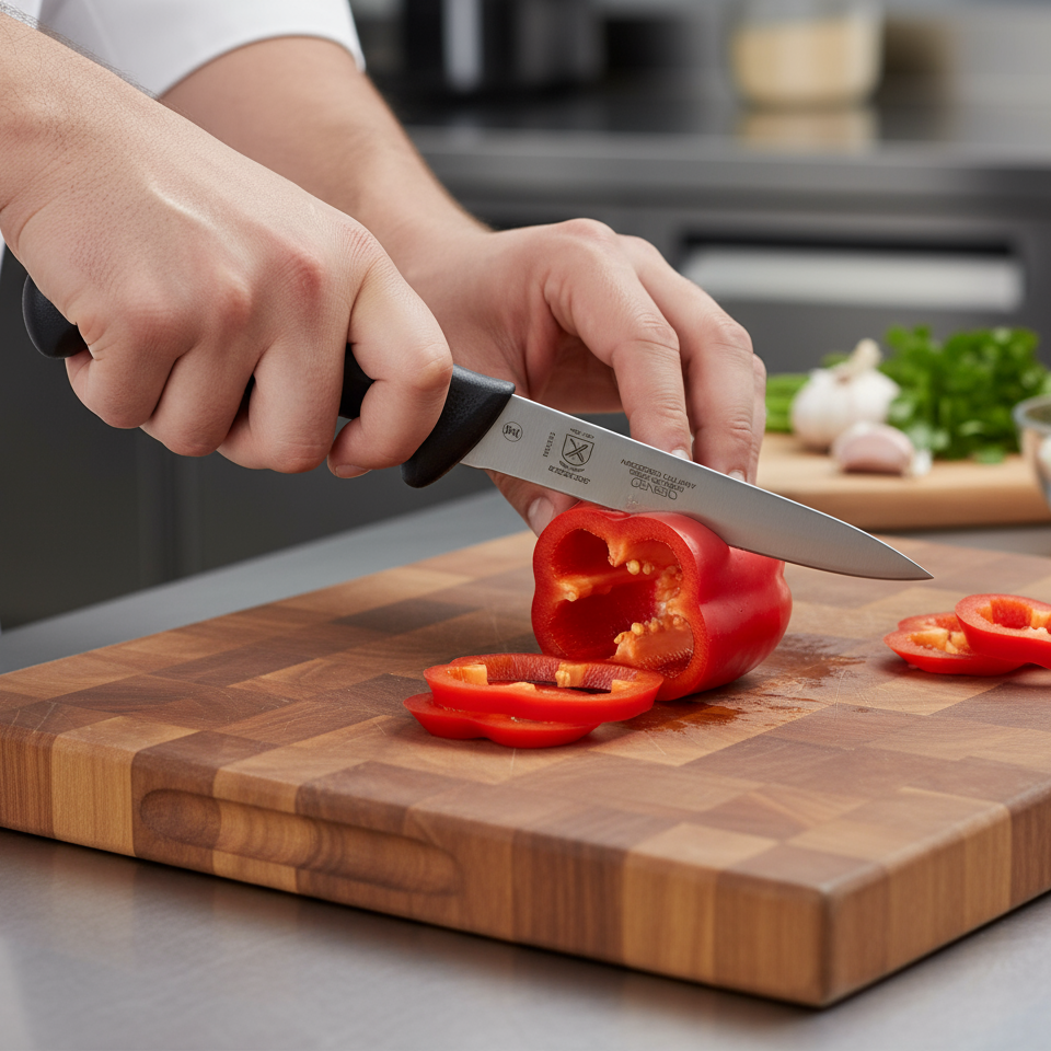 Mercer Millennia® Japanese Steel Wavy Edge Utility Knife Black 6" M23406